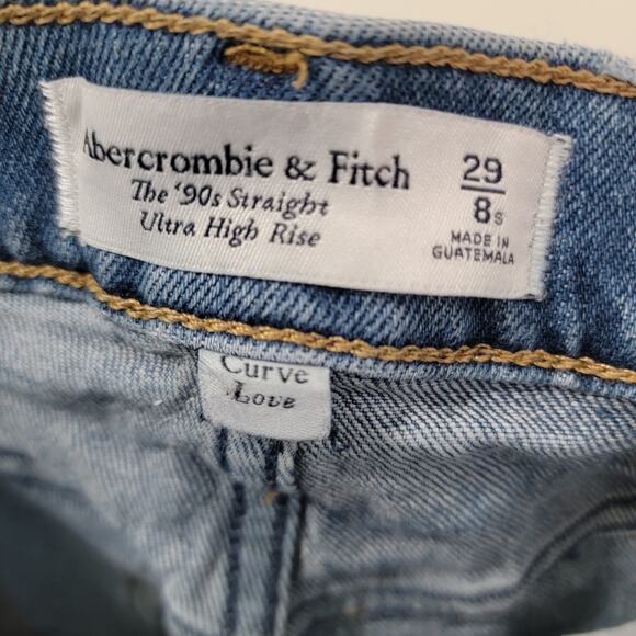 Abercrombie & Fitch The 90s Straight Ultra High Rise Curve Love Jeans Size 29/8s - Picture 4 of 6